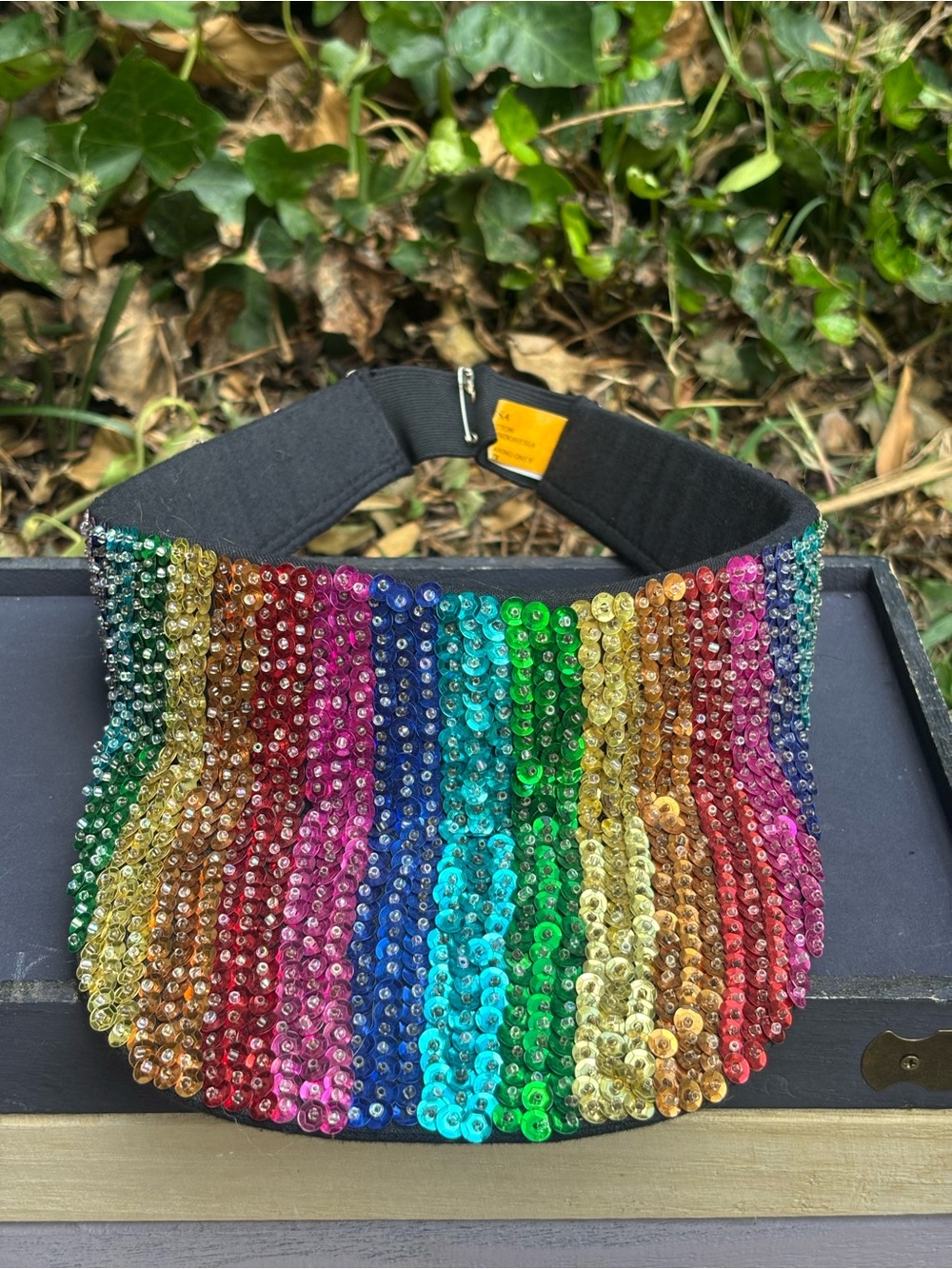 Rainbow Sequin Visor Hat